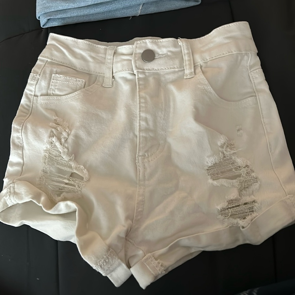 SHEIN white jean shorts
